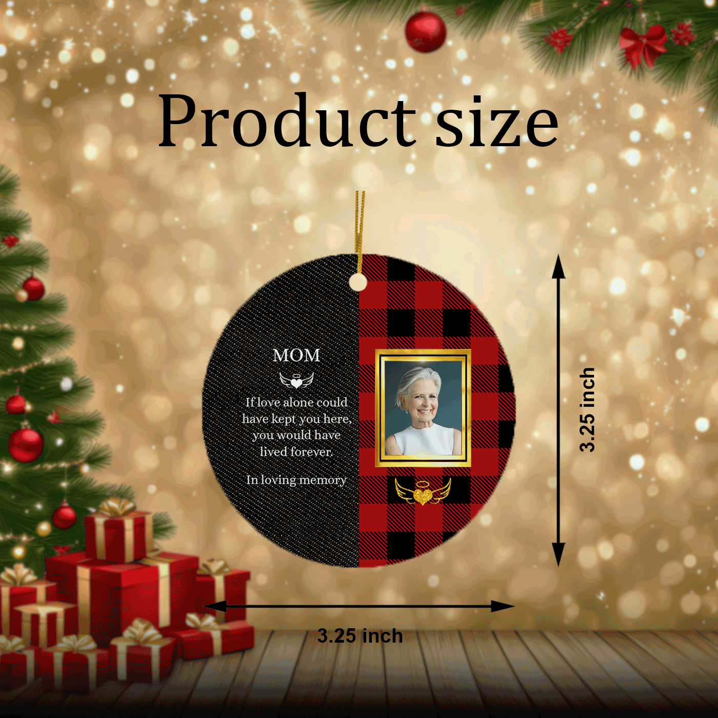 Plaid Memorial for Mom | "If Love Alone Could Have Kept You Here" | Christmas | Ceramic Ornament